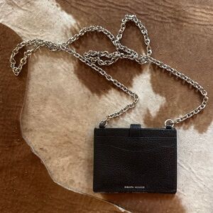 Black Crossbody Card Holder with Chain Strap
